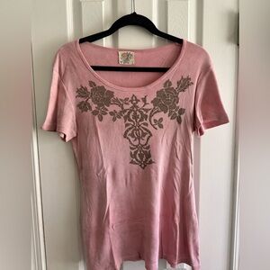 Skinny Minnie T Shirt Ribbed Embellished Size Large